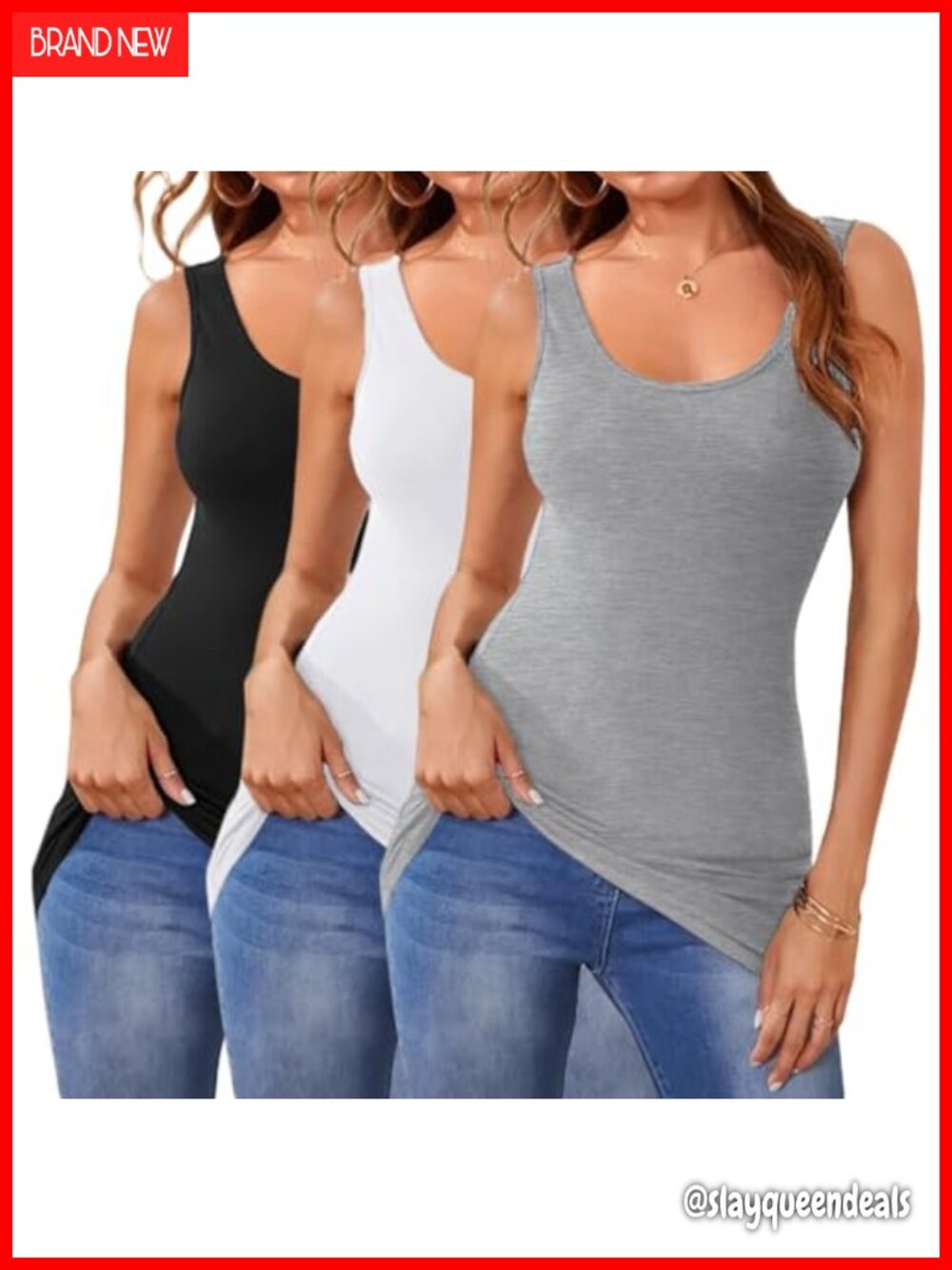 Extra Long Stretchy Sleeveless Cotton Blend Tank Camisole Layering Undershirt - Picture 1 of 6
